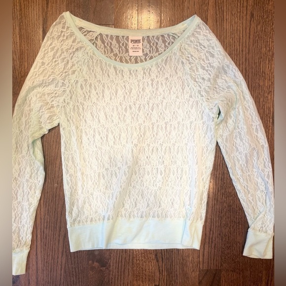 PINK Victoria's Secret Tops - Victoria Secret PINK light blue lace top